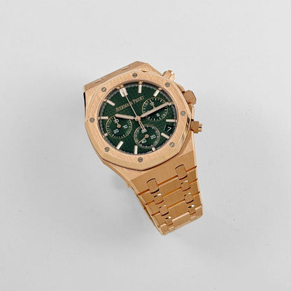 Audemars Piguet Royal Oak AAA+ 26240OR.OO.1320OR.04 Chronograph '50th Anniversary' Rose Gold Khaki Green Dial (2022) Swiss 3285 Movement
